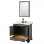 Deborah 36" Single Vanity in Dark Gray, Top, Square Matte Black Trim, 24" Mirror