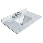 Deborah 36" Single Vanity in White, Top, Square Matte Black Trim, 24" Mirror