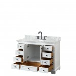 Deborah 48" Single Vanity in White, Top, Oval Sink, Matte Black Trim