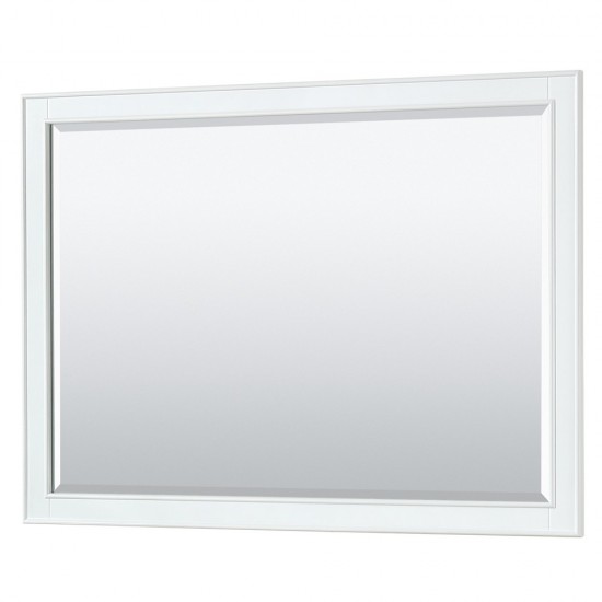 Deborah 48" Single Vanity in White, Top, Square Matte Black Trim, 46" Mirror