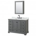 Deborah 48" Single Vanity in Dark Gray, Top, Black Trim, Medicine Cabinet