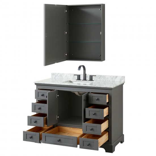 Deborah 48" Single Vanity in Dark Gray, Top, Black Trim, Medicine Cabinet