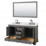 Deborah 60" Double Vanity in Dark Gray, Top, Oval Matte Black Trim, 58" Mirror