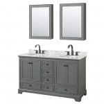 Deborah 60" Dark Gray Double Vanity, Top, Oval Black Trim, Medicine Cabinets