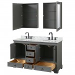 Deborah 60" Dark Gray Double Vanity, Top, Oval Black Trim, Medicine Cabinets