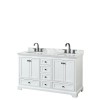 Deborah 60" Double Vanity in White, Top, Oval Sinks, Matte Black Trim