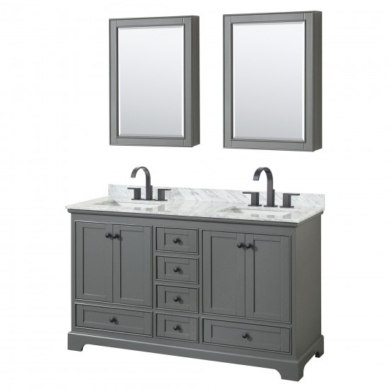 Deborah 60" Double Vanity in Dark Gray, Top, Black Trim, Medicine Cabinets