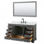 Deborah 60" Single Vanity in Dark Gray, Top, Oval Matte Black Trim, 58" Mirror