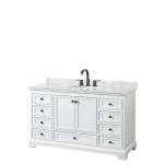 Deborah 60" Single Vanity in White, Top, Oval Sink, Matte Black Trim