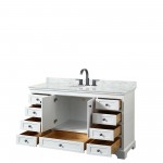 Deborah 60" Single Vanity in White, Top, Oval Sink, Matte Black Trim