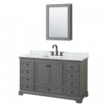 Deborah 60" Single Vanity in Dark Gray, Top, Black Trim, Medicine Cabinet