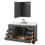 Deborah 60" Single Vanity in Dark Gray, Top, Black Trim, Medicine Cabinet