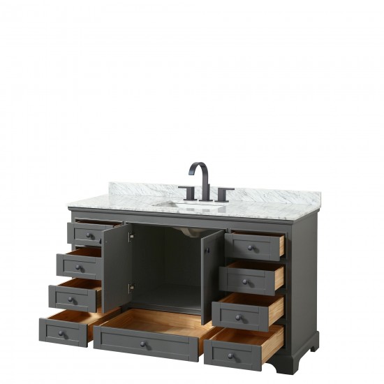 Deborah 60" Single Vanity in Dark Gray, Top, Square Sink, Matte Black Trim