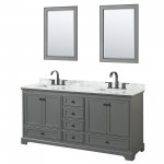 Deborah 72" Double Vanity in Dark Gray, Top, Black Trim, 24" Mirrors