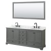 Deborah 80" Double Vanity in Dark Gray, Top, Oval Matte Black Trim, 70" Mirror