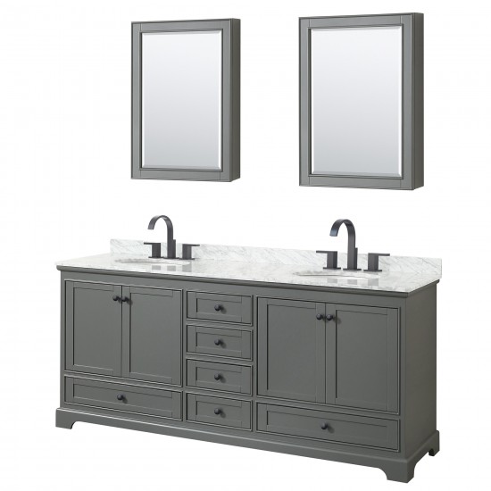 Deborah 80" Dark Gray Double Vanity, Top, Oval Black Trim, Medicine Cabinets