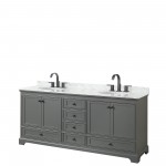 Deborah 80" Double Vanity in Dark Gray, Top, Oval Sinks, Matte Black Trim