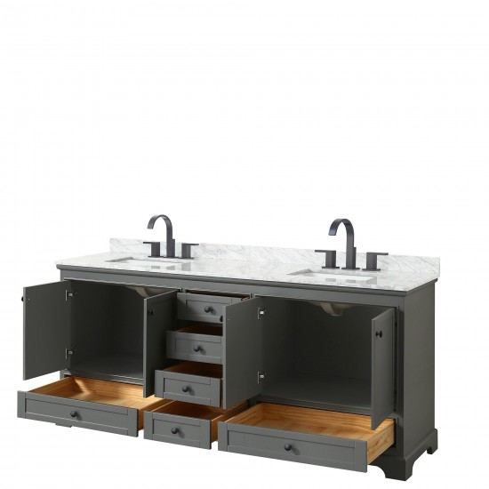 Deborah 80" Double Vanity in Dark Gray, Top, Square Sinks, Matte Black Trim