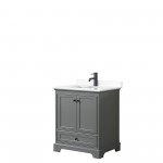 Deborah 30" Single Vanity in Dark Gray, White Cultured Marble Top, Black Trim