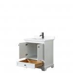 Deborah 30" Single Vanity in White, White Cultured Marble Top, Black Trim