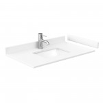 Deborah 36" Single Vanity in White, White Marble Top, Black Trim, 24" Mirror