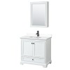 Deborah 36" White Single Vanity, White Marble Top, Black Trim, Medicine Cabinet