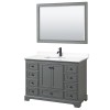 Deborah 48" Single Vanity in Dark Gray, White Marble Top, Black Trim, 46" Mirror