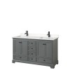 Deborah 60" Double Vanity in Dark Gray, Carrara Cultured Marble Top, Black Trim