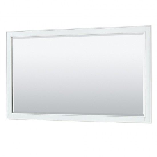 Deborah 60" Single Vanity in White, White Marble Top, Black Trim, 58" Mirror