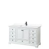 Deborah 60" Single Vanity in White, White Cultured Marble Top, Black Trim