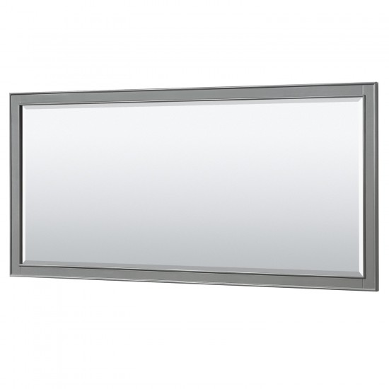 Deborah 72" Dark Gray Double Vanity, Carrara Marble Top, Black Trim, 70" Mirror