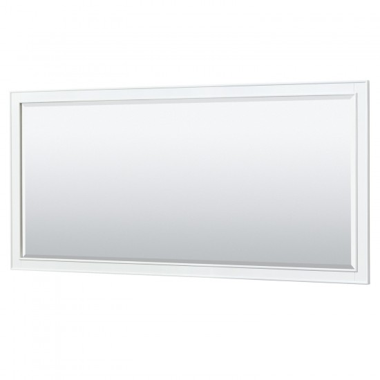 Deborah 72" Double Vanity in White, White Marble Top, Black Trim, 70" Mirror