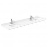 Deborah 80" Double Vanity in White, White Cultured Marble Top, Black Trims