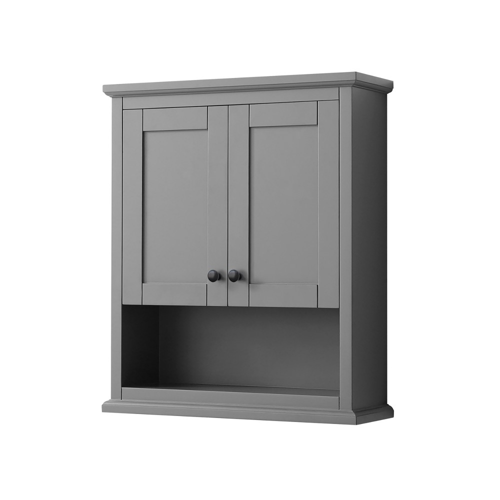 Avery Over-the-Toilet Bathroom Wall-Mounted Storage Cabinet in Gray, Black Trim