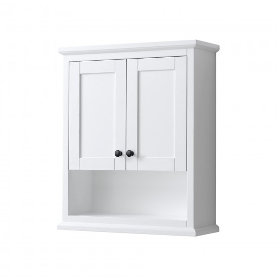 Avery Over-the-Toilet Bathroom Wall-Mounted Storage Cabinet in White, Black Trim