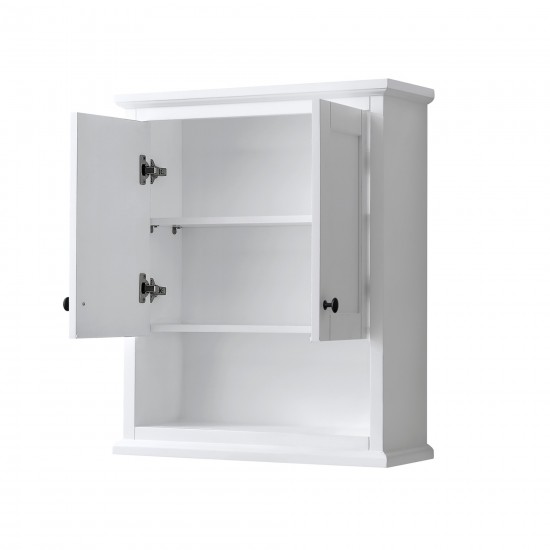 Avery Over-the-Toilet Bathroom Wall-Mounted Storage Cabinet in White, Black Trim