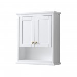 Avery Over-the-Toilet Wall-Mounted Storage Cabinet in White, Brushed Gold Trim