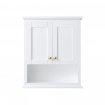 Avery Over-the-Toilet Wall-Mounted Storage Cabinet in White, Brushed Gold Trim