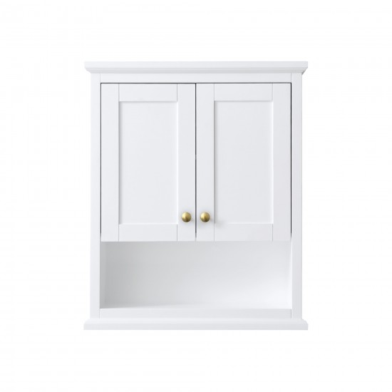 Avery Over-the-Toilet Wall-Mounted Storage Cabinet in White, Brushed Gold Trim