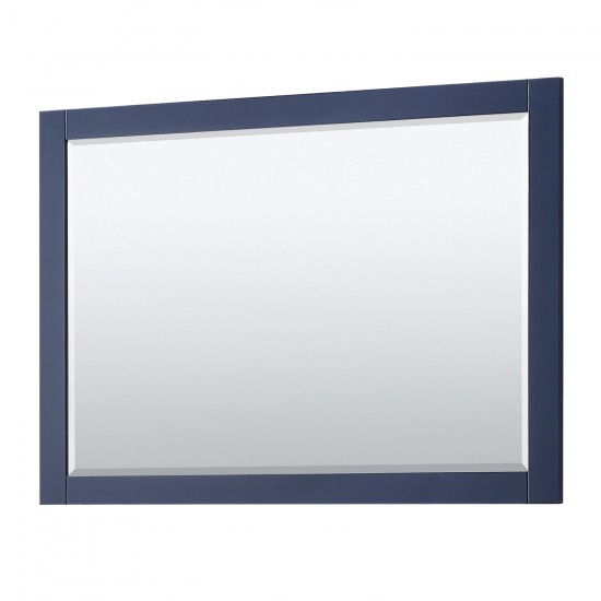 Avery 48" Double Vanity in Dark Blue, No Top, Matte Black Trim, 46" Mirror