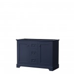 Avery 48" Double Vanity in Dark Blue, No Top, No Sinks, Matte Black Trim