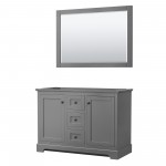 Avery 48" Double Vanity in Dark Gray, No Top, Matte Black Trim, 46" Mirror