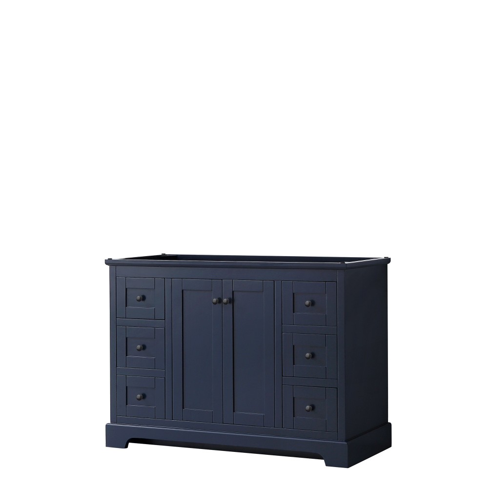 Avery 48" Single Vanity in Dark Blue, No Top, No Sink, Matte Black Trim