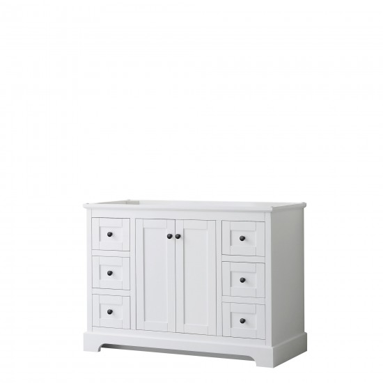 Avery 48" Single Vanity in White, No Top, No Sink, Matte Black Trim