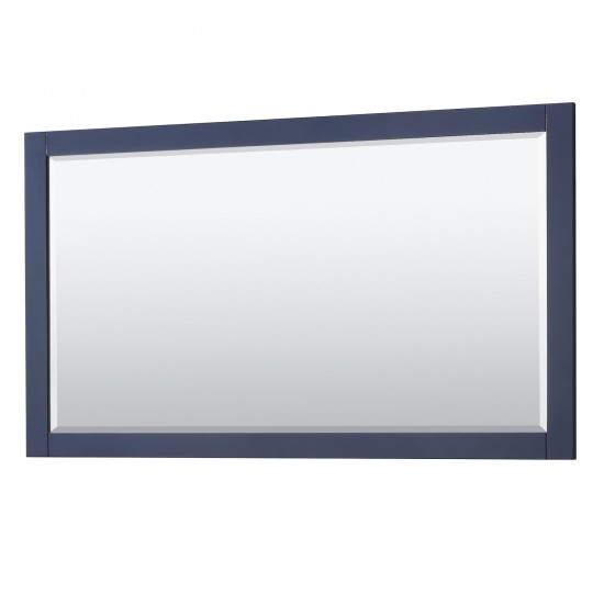 Avery 60" Double Vanity in Dark Blue, No Top, Matte Black Trim, 58" Mirror