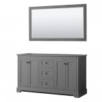 Avery 60" Double Vanity in Dark Gray, No Top, Matte Black Trim, 58" Mirror