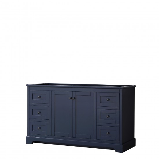 Avery 60" Single Vanity in Dark Blue, No Top, No Sink, Matte Black Trim