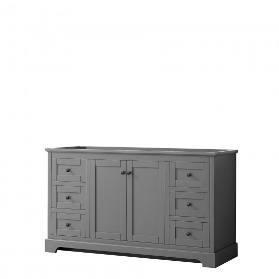 Avery 60" Single Vanity in Dark Gray, No Top, No Sink, Matte Black Trim