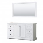 Avery 60" Single Vanity in White, No Top, No Sink, Matte Black Trim, 58" Mirror