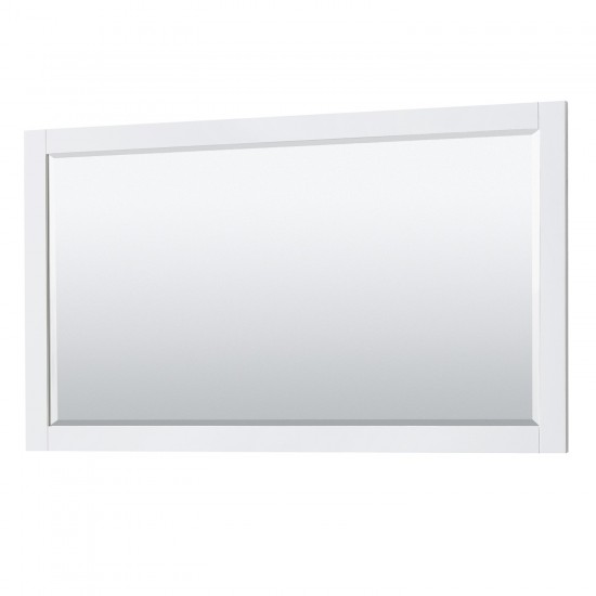 Avery 60" Single Vanity in White, No Top, No Sink, Matte Black Trim, 58" Mirror